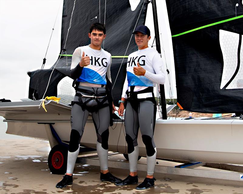 Russell Aylsworth (left )and Akira Sakai. HKG qualifiers for the Paris Olympics photo copyright SFHK(China) taken at  and featuring the 49er class