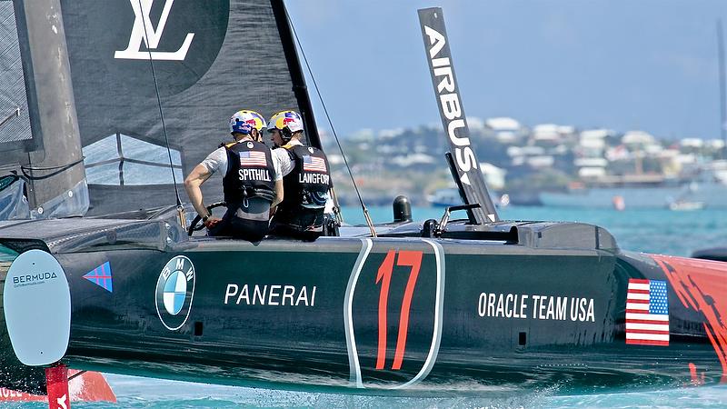 Debriefing aboard Oracle Team USA after their Race 10 loss - America's Cup Qualifier - Day 2, May 28, 2017 photo copyright Richard Gladwell taken at  and featuring the AC50 class