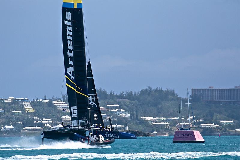 Artemis Racing starts the chase in Race 3, Round Robin2, America's Cup Qualifier - Day 4, May 30, 2017 photo copyright Richard Gladwell taken at  and featuring the AC50 class