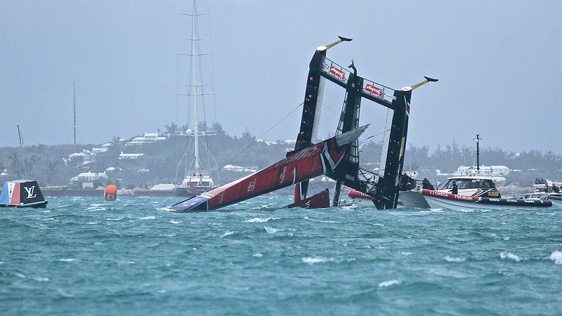 Emirates Team New Zealand - tenders move into position - Race 4 - Semi-Finals, America's Cup Playoffs- Day 11, June 6, 2017 (ADT) photo copyright Richard Gladwell taken at  and featuring the AC50 class