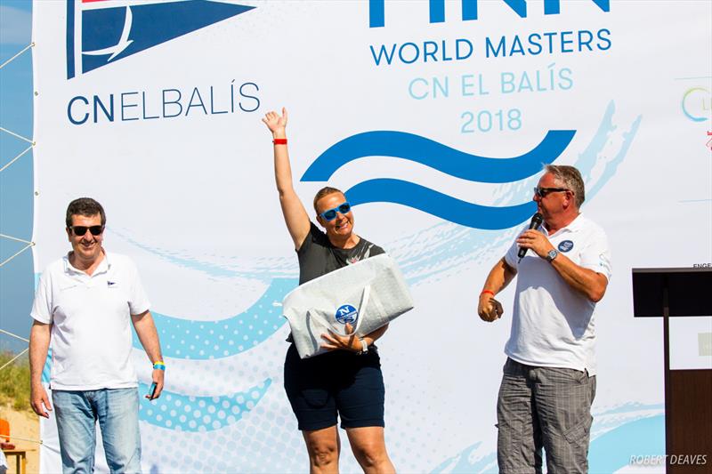 Winner of the womens race, Tina Sperl at the Finn World Masters photo copyright Robert Deaves taken at Club Nautico El Balis and featuring the Finn class