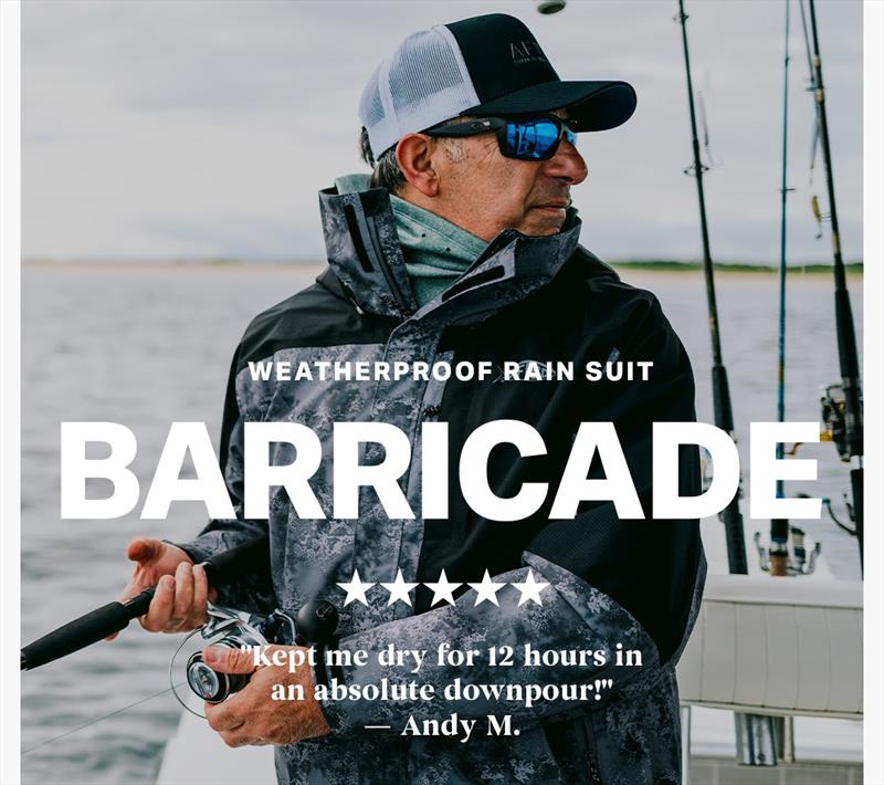 Barricade Weatherproof Rain Suit photo copyright AFTCO taken at  and featuring the Fishing boat class