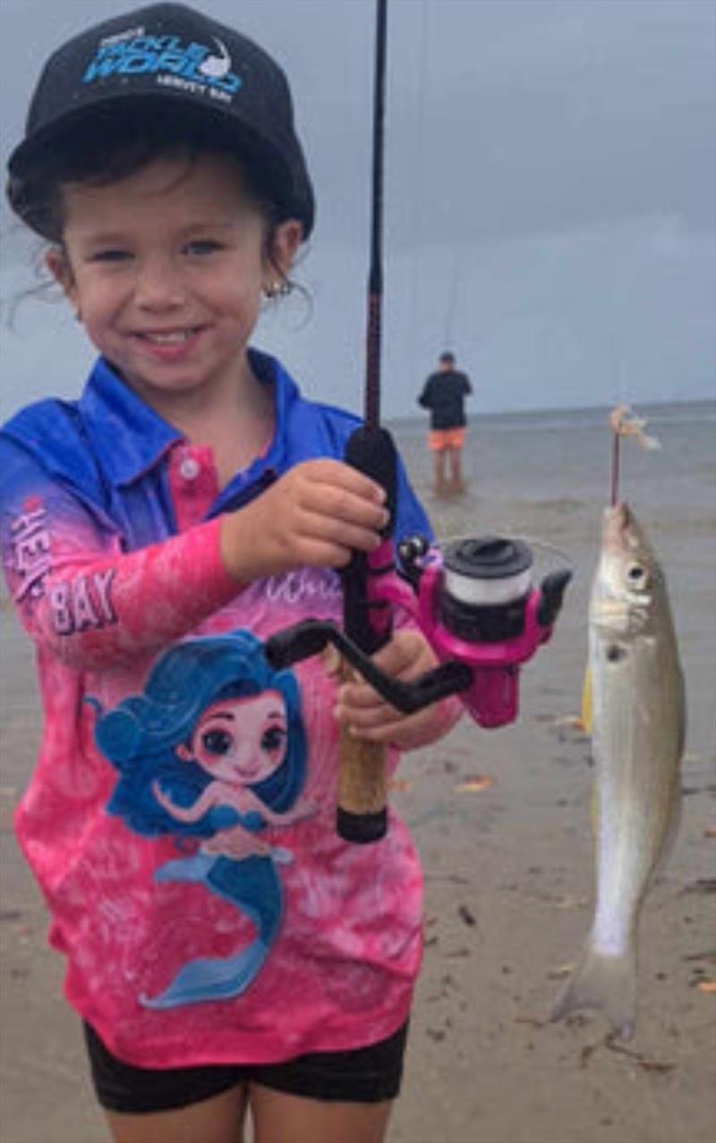 Little Frankee dolled-up just right to catch quality Hervey Bay whiting from our local beach photo copyright Fisho's Tackle World taken at  and featuring the Fishing boat class
