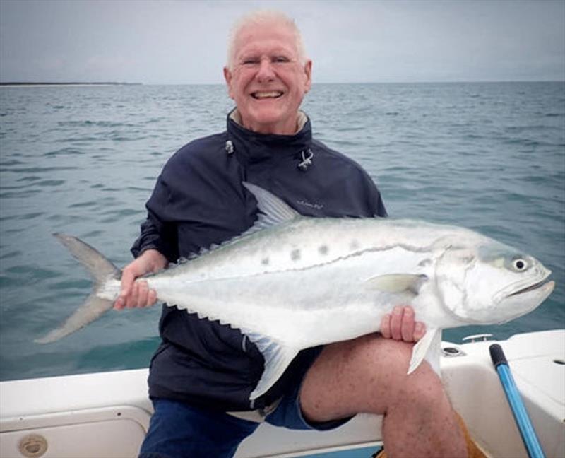 Another happy client aboard Fraser Guided Fishing, showing off this very chunky queenfish photo copyright Fisho's Tackle World taken at  and featuring the Fishing boat class