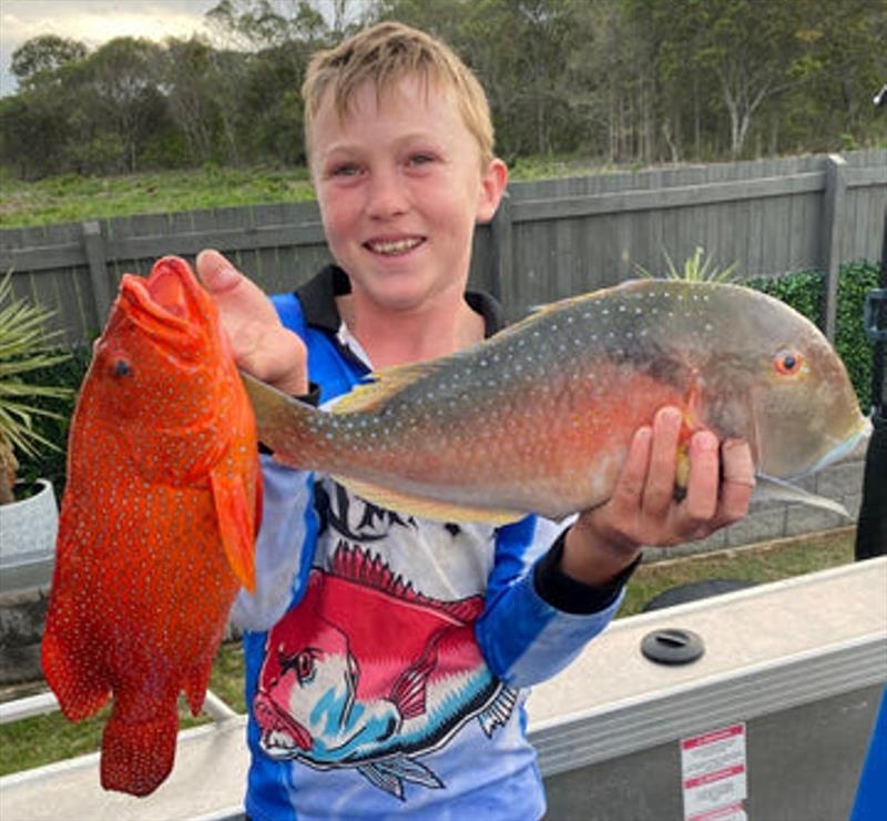 Archie feeding the family for the week, a tasty duo of venus tusk fish and coral cod photo copyright Fisho's Tackle World taken at  and featuring the Fishing boat class