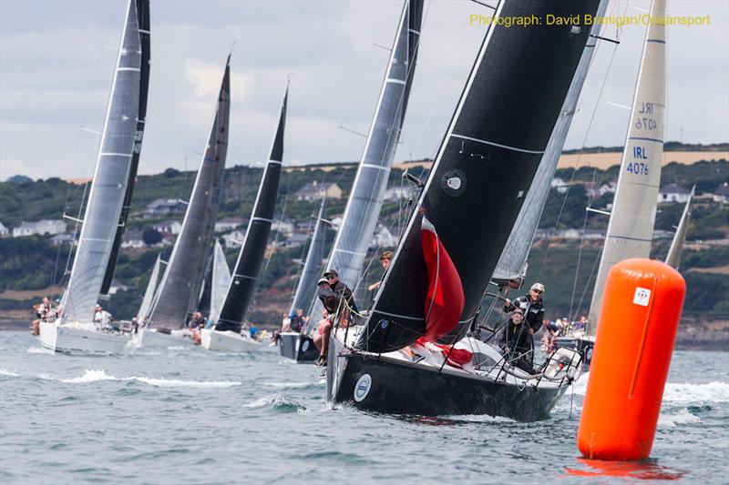 In IRC One, Conor Phelan's Ker 37 Jump Juice (Royal Cork YC) had a cracking first beat to lead the armada at the first mark on day 3 at Volvo Cork Week photo copyright David Branigan / Oceansport taken at Royal Cork Yacht Club and featuring the IRC class