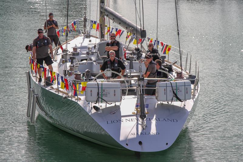 Lion New Zealand reverses into her berth - Viaduct Harbour  - March 11, 2019 photo copyright Richard Gladwell taken at Royal New Zealand Yacht Squadron and featuring the Maxi class