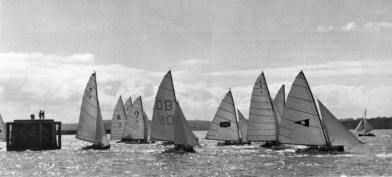 Start of race 2 at the 1954 Worlds photo copyright Robin Elliott taken at Australian 18 Footers League and featuring the 18ft Skiff class