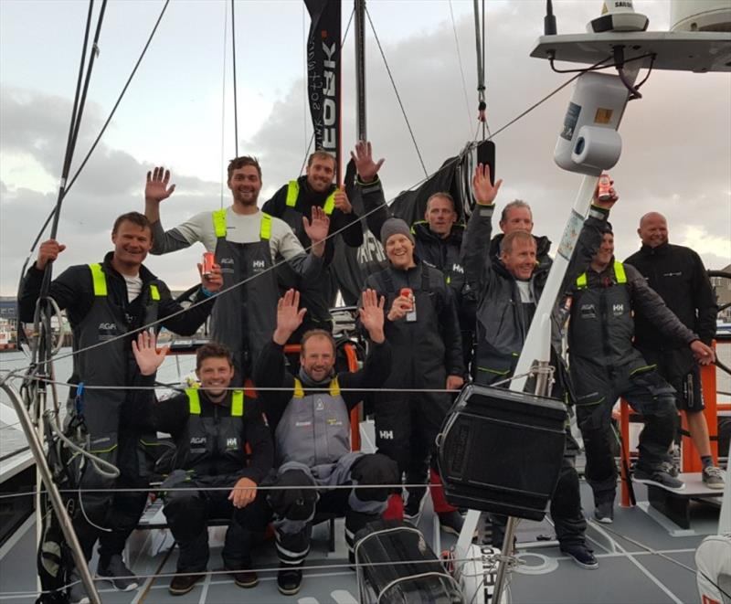 The crew of Ericsson 4 - winners of the Legends Race after finishing in the Hague photo copyright Event Media taken at  and featuring the Volvo One-Design class