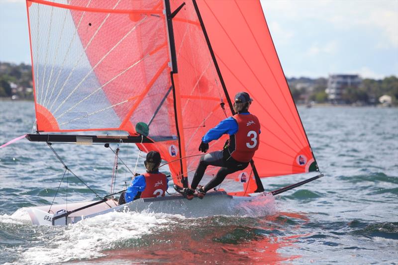 Christian Spencer - currently in 4th overall - 2023 Zhik Combined High Schools Sailing Championships, day 3 photo copyright Red Hot Shotz - Chris Munro taken at Belmont 16ft Sailing Club and featuring the 29er class