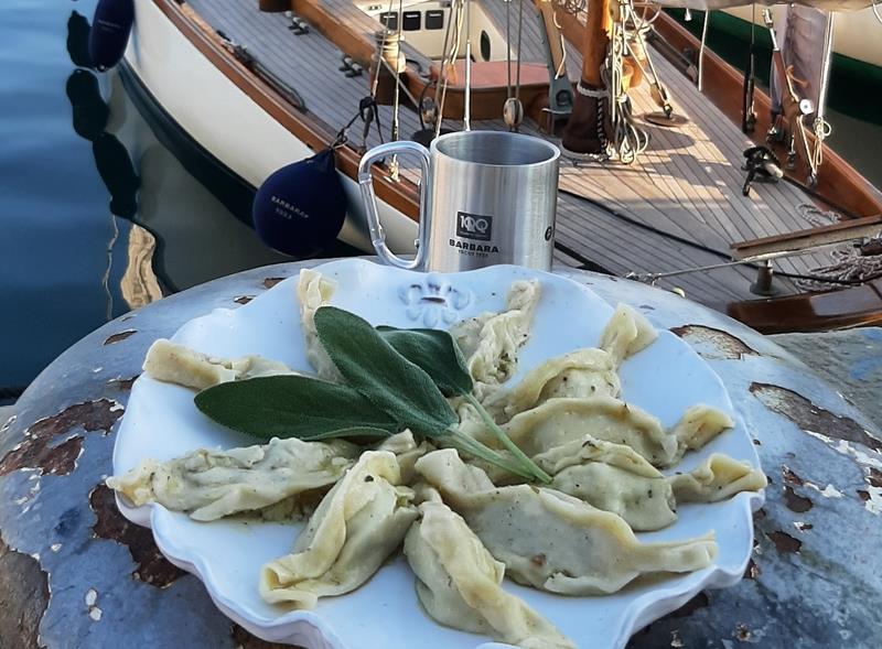 Turle, typical stuffed pasta from the Ligurian hinterland, cooked by the chef of Tuscan origins Giuliano Tommasini photo copyright M. Ventimiglia taken at  and featuring the Classic Yachts class