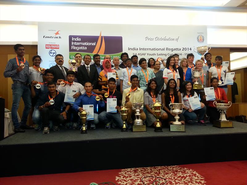 Podium at the India International Regatta 2014 photo copyright Hong Kong Sailing Federation taken at Tamil Nadu Sailing Association and featuring the Dinghy class