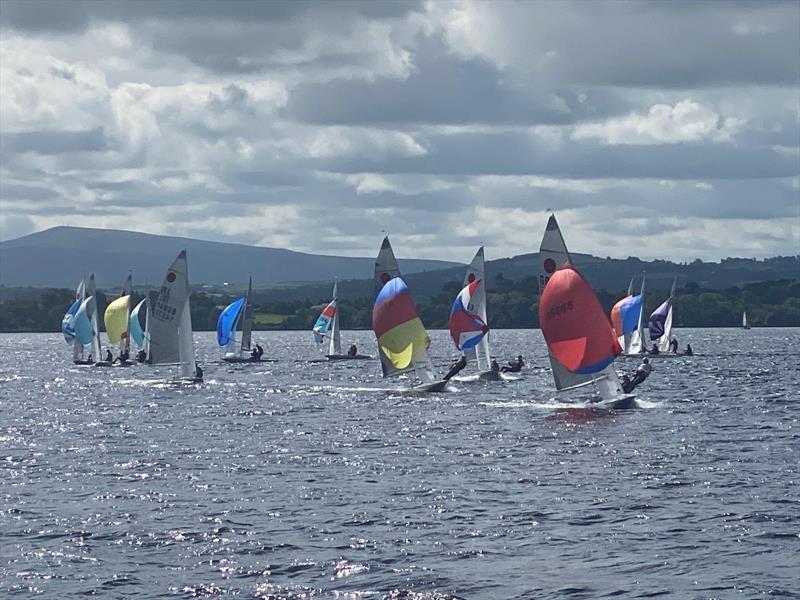 Race 4 finishing on day 3 of the Gul Fireball World Championship at Lough Derg photo copyright Con Murphy taken at Lough Derg Yacht Club and featuring the Fireball class