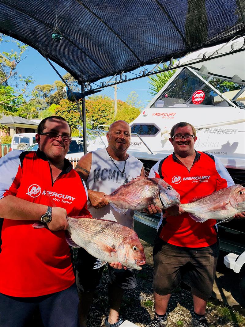 Mark (left), Steve (right) with Paul after a big day photo copyright Mercury Marine taken at  and featuring the Fishing boat class