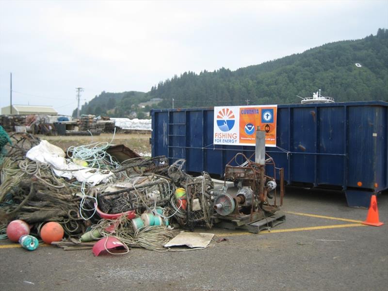 A Fishing for Energy recycling bin photo copyright National Fish and Wildlife Foundation taken at  and featuring the Fishing boat class