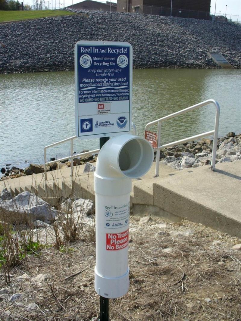 A recycling bin for monofilament line photo copyright BoatUS Foundation taken at  and featuring the Fishing boat class