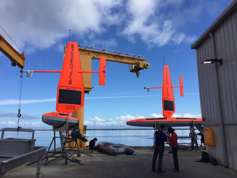 Technicians prepare the first two Saildrones for launch from Neah Bay, Wash photo copyright NOAA Fisheries / NWFSC taken at  and featuring the Fishing boat class