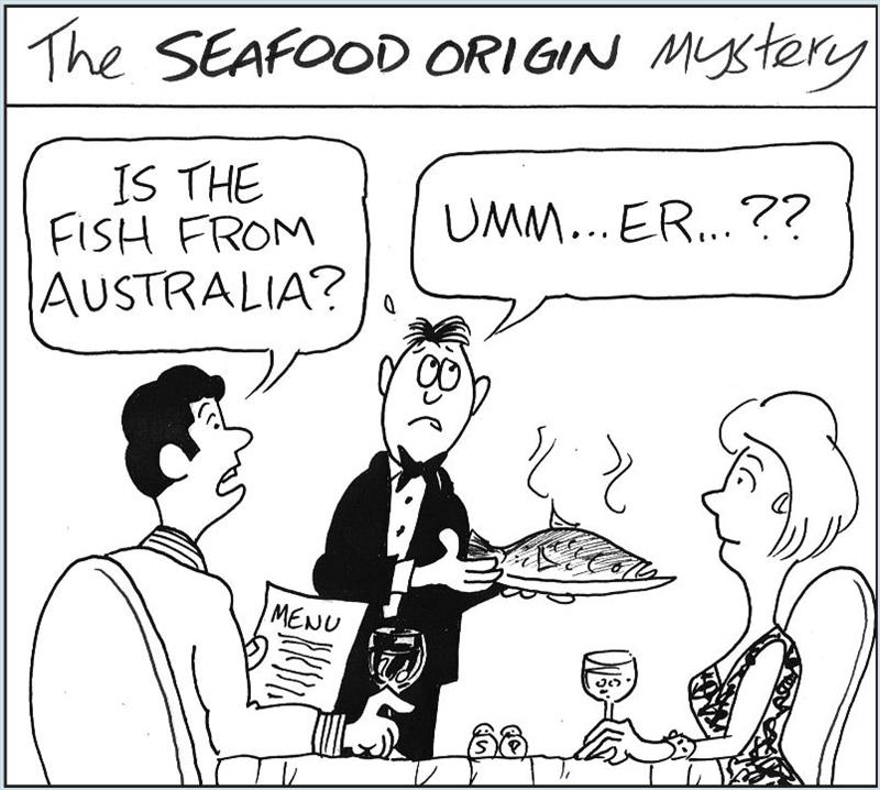 SIA Seafood dining cartoon waiter photo copyright Seafood Industry Australia taken at  and featuring the Fishing boat class