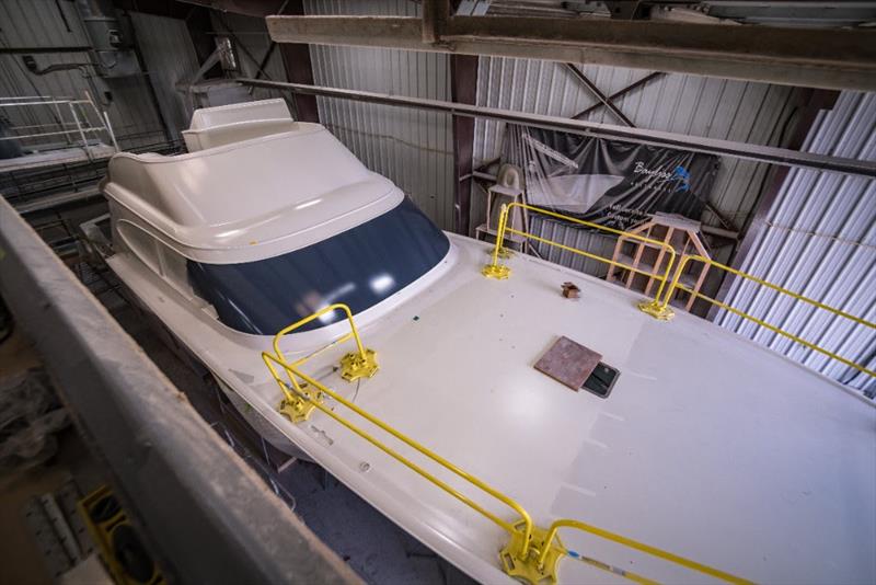 GameChanger with her final coat of primer and new black windshield photo copyright Bayliss Boatworks taken at  and featuring the Fishing boat class