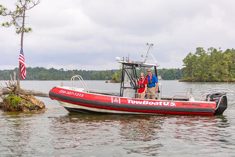 Capt. Chad Gilliland, new owner of TowBoatUS Lake Martin and TowBoatUS Lewis Smith Lake, aboard one of his 24-hour on-water assistance company's response vessels photo copyright Scott Croft taken at  and featuring the Fishing boat class