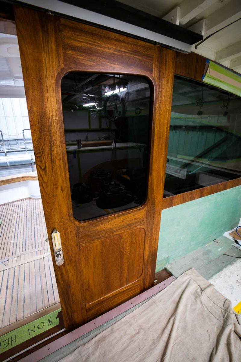 The salon door, installed photo copyright Bayliss Boatworks taken at  and featuring the Fishing boat class