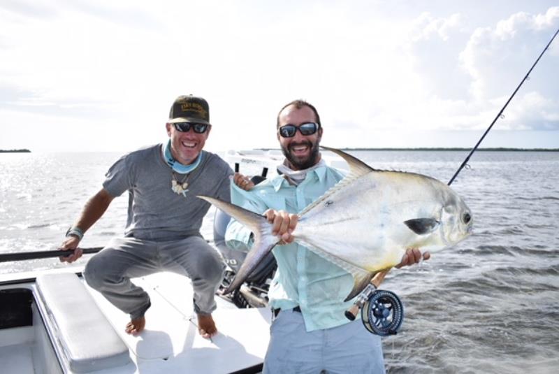 IGFA Representative Nathaniel Linville potentially set the new men's 1 kg (2 lb) tippet class world record for permit (Trachinotus falcatus) with this 7.25-kilogram (16-pound) fish he caught and released on August 29, 2018, while fishing off Key West photo copyright IGFA taken at  and featuring the Fishing boat class