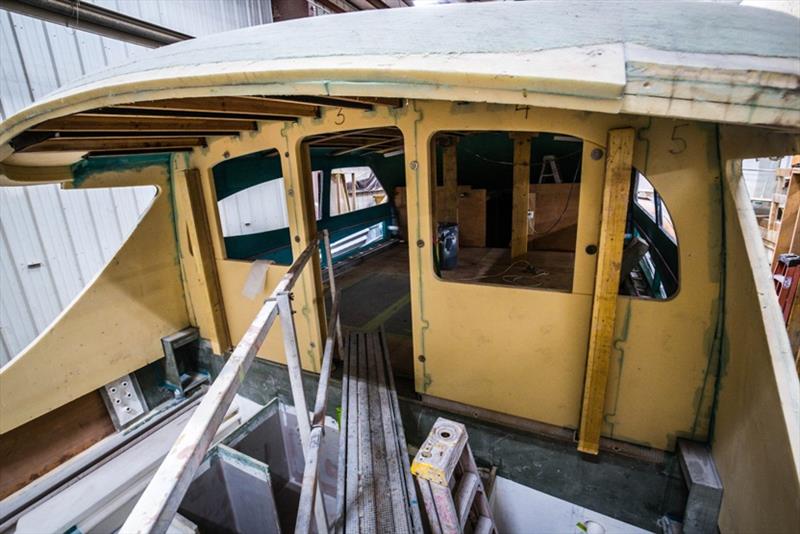 Salon bulkhead installed - photo © Bayliss Boatworks