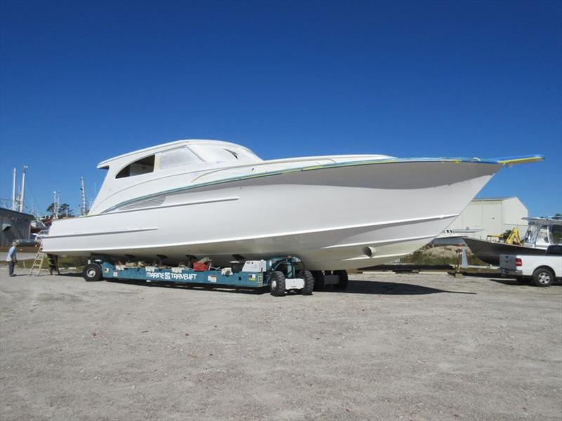 Hull 63 was moved to building 8 for her finishing touches - photo © Jarrett Bay Boatworks