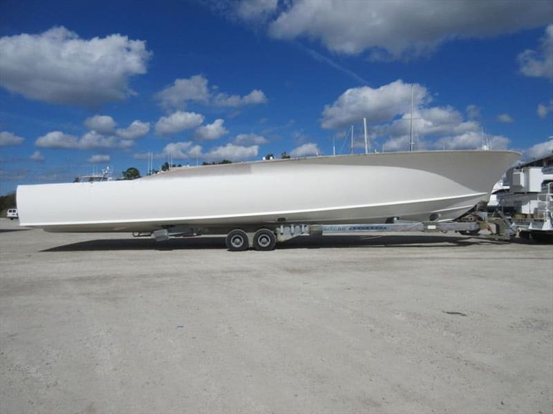 Hull 66 is now right side up and ready for the next phase of construction photo copyright Jarrett Bay Boatworks taken at  and featuring the Fishing boat class