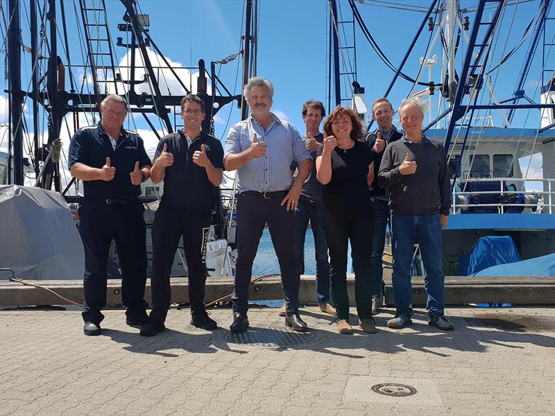 SIA CEO Jane Lovell with members of the Port Lincoln seafood industry give 'Our Pledge' the thumbs up photo copyright Jessica McInerney taken at  and featuring the Fishing boat class