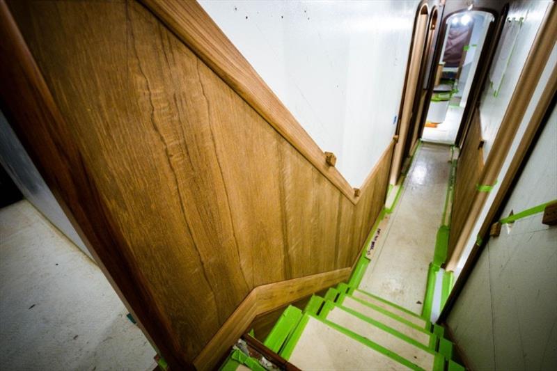 Teak wainscoting - Bayliss 75' photo copyright Bayliss Boatworks taken at  and featuring the Fishing boat class