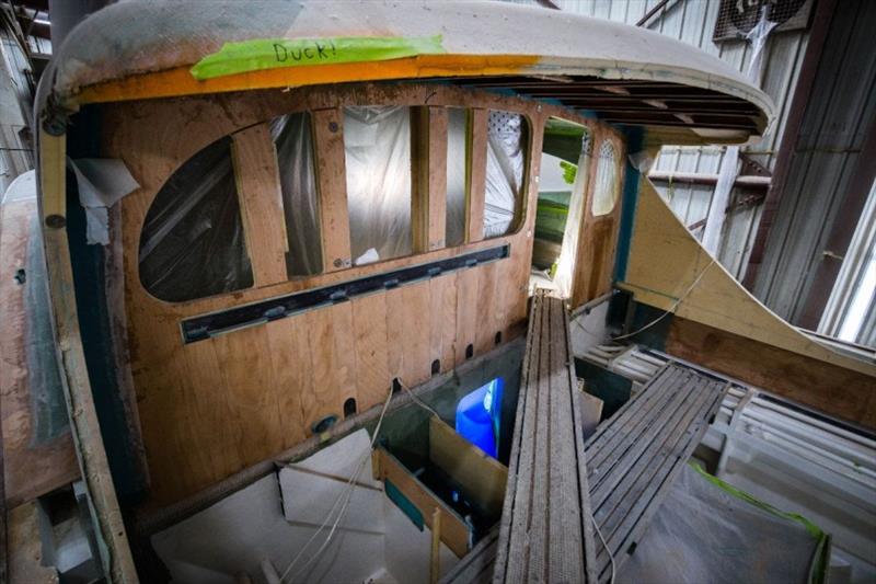 Air chase development in the salon bulkhead - Blue View Bayliss 78' - photo © Bayliss Boatworks