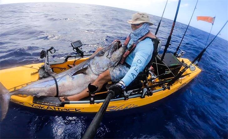 World Record Dogtooth tuna from a Kayak photo copyright Raf Vargas - Inland Yaker Kayak Fishing taken at  and featuring the Fishing boat class