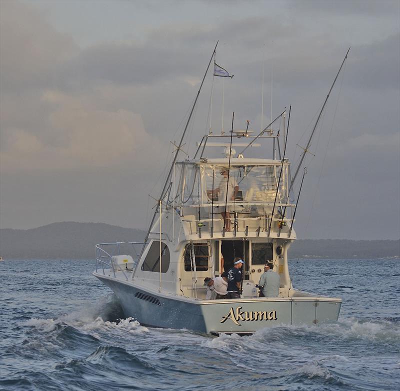 A boat departs Port Stephens early in the morning during a previous tournament photo copyright Michaela Backes taken at  and featuring the Fishing boat class