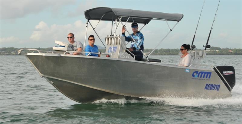 Jeff with wife Sue showing some Canadian friends around Moreton Bay in his AMM Sea Class 4900 Centre Console photo copyright Australian Master Marine taken at  and featuring the Fishing boat class