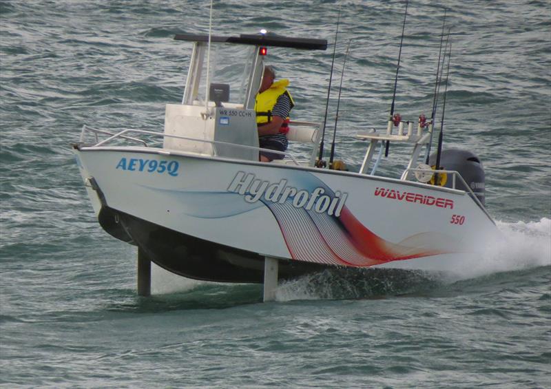 Waverider plus Hyrdofoil close up photo copyright Waverider Boats taken at  and featuring the Fishing boat class