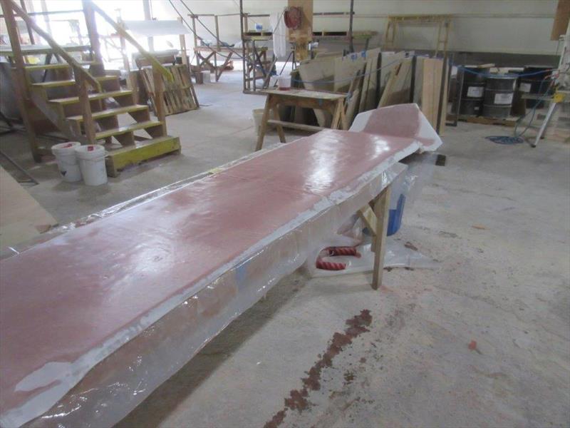 Exhaust trunk lids are glassed with special fire retardant resin on the underside before installation - Hull 67 - 56' Renegade photo copyright Jarrett Bay Boatworks taken at  and featuring the Fishing boat class