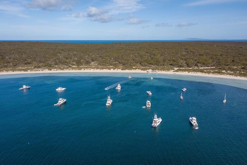 A safe harbour at Engine Point where the fun really began with the trophy presentation ceremony and a sumptuous luncheon held on the beach photo copyright Riviera Studio taken at  and featuring the Fishing boat class