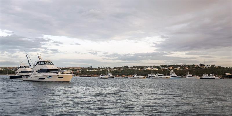 The fleet assemble as they await the call for the official start before heading for open sea in the chase for success at this year's Riviera Port Lincoln Tuna Classic - photo © Riviera Studio