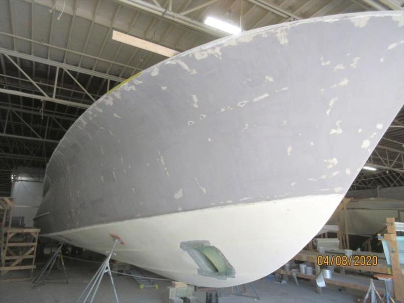 The outside hull fairing work has been started photo copyright Jarrett Bay Boatworks taken at  and featuring the Fishing boat class