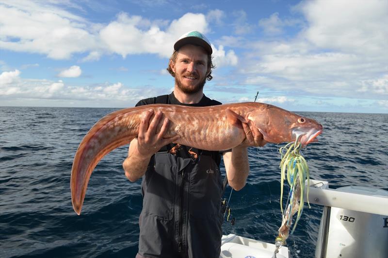 Toby Travers with a South Coast Pink Ling photo copyright Carl Hyland taken at  and featuring the Fishing boat class