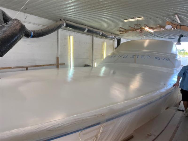 Hull #7 - Foredeck in finish primer photo copyright Michael Rybovich & Sons taken at  and featuring the Fishing boat class