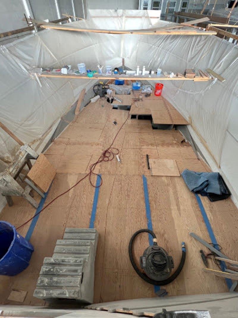 Hull #9 - Forward cabin sole installed - photo © Michael Rybovich & Sons