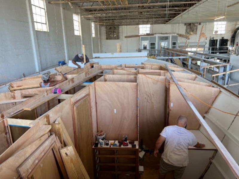 Hull #9 - Forward cabin installation photo copyright Michael Rybovich & Sons taken at  and featuring the Fishing boat class
