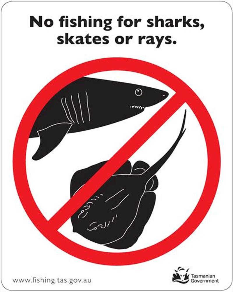 If you see this sign, you are in a Shark Refuge Area. Not all Shark Refuge Areas are signed, so make sure to check the rules for your fishing spot before dropping a line - photo © Department of NRE Tasmania