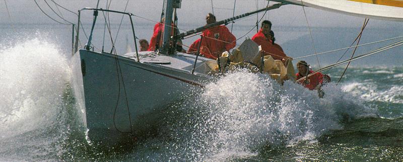 Propaganda, skippered by Rick Dodson, powers through the San Francisco seaway on her way to winning the 1988 One Ton Cup photo copyright Philip MacAlister taken at Royal New Zealand Yacht Squadron and featuring the IOR class