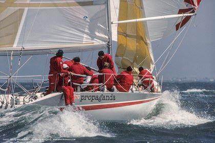 Propaganda on her way to winning the 1988 One Ton Cup in San Francisco photo copyright Gilles Martin-Raget taken at Royal New Zealand Yacht Squadron and featuring the IOR class