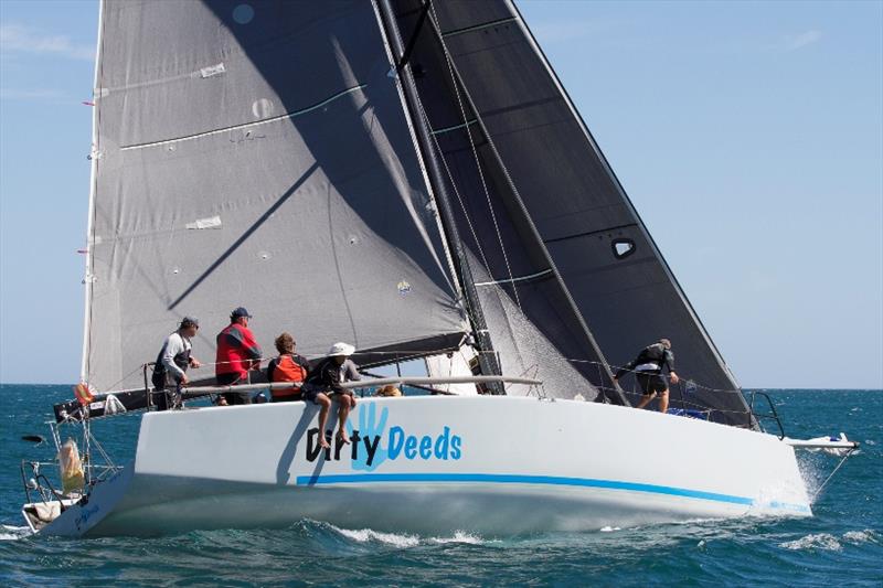 Alan Stein's Dirty Deeds flew with her twin headsail configuration, winning IRC on both days photo copyright Bernie Kaaks taken at Mandurah Offshore Fishing and Sailing Club and featuring the IRC class