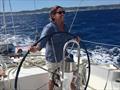 Diana Robinson takes the helm sailing off St. Croix © Sue Brown