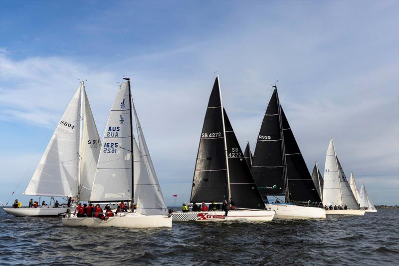 Division 1 away on a flat and light air Port Phillip - Australian Women's Keelboat Regatta photo copyright Andrea Francolini / AWKR taken at Royal Melbourne Yacht Squadron and featuring the IRC class